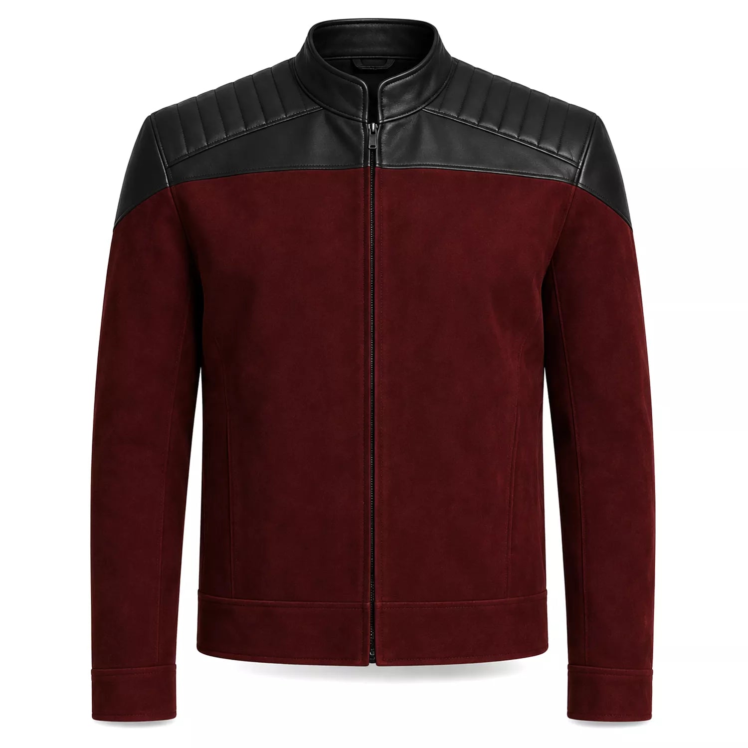 Men’s Burgundy Suede Biker Jacket | Captain Inspired Vintage Outerwear