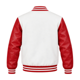 Men's Christmas Santa Embroidered Leather Varsity Jacket