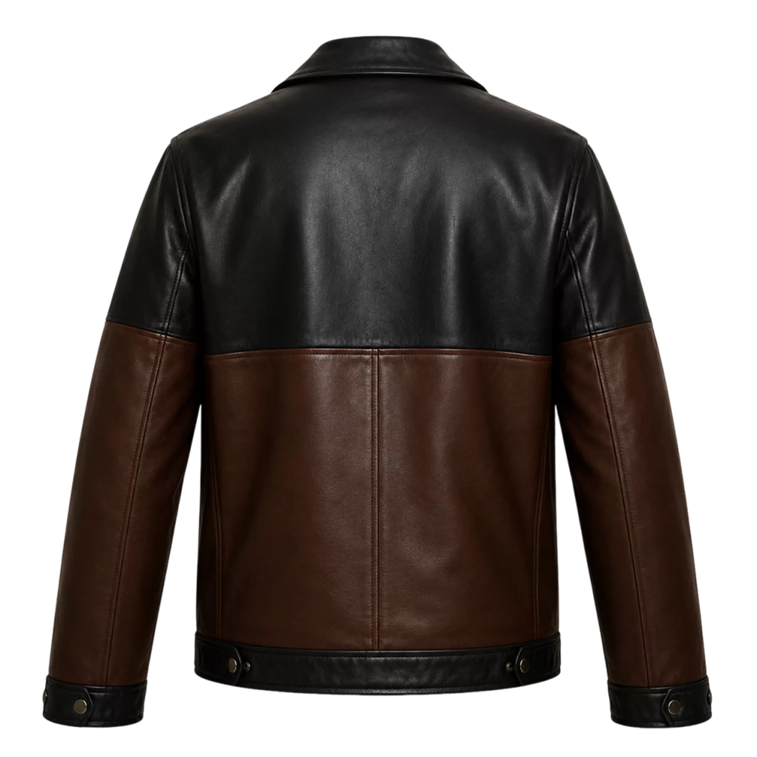 Men’s Colorblock Leather Utility Jacket | Black Brown Tan Biker Style