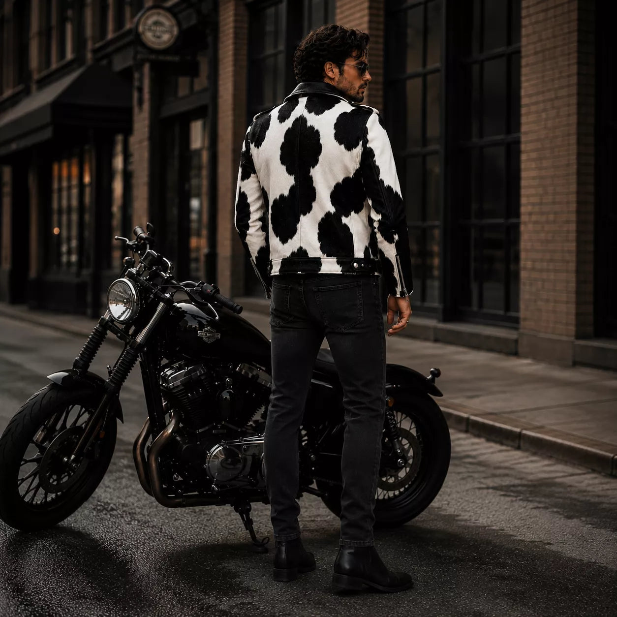 Men’s Cowhide Leather Biker Jacket | Real Hair On Western Motorcycle Outerwear