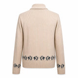 Women’s Cream Dragon Pattern Zip Up Knit Cardigan | Vintage Graphic Sweater