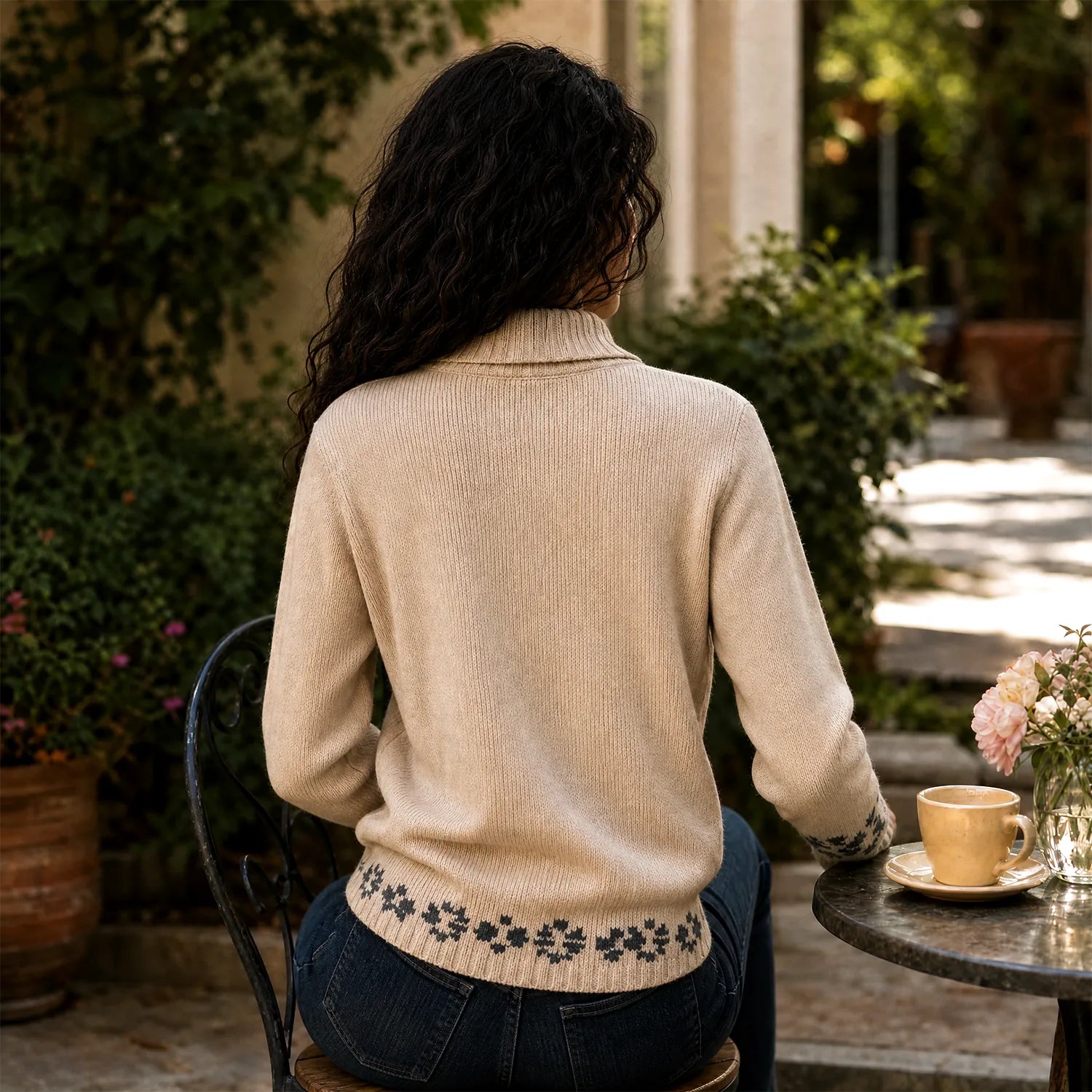 Women’s Cream Dragon Pattern Zip Up Knit Cardigan | Vintage Graphic Sweater
