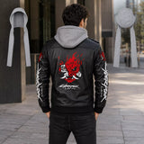 Men’s Cyberpunk Hooded Leather Jacket | Graphic Biker Style