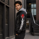 Men’s Cyberpunk Hooded Leather Jacket | Graphic Biker Style