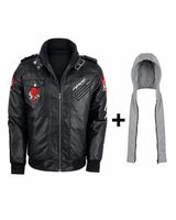Men’s Cyberpunk Hooded Leather Jacket | Graphic Biker Style