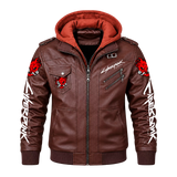 Men’s Cyberpunk Hooded Leather Jacket | Graphic Biker Style
