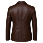 Men’s Dark Brown Leather Blazer | Quilted Lapel Tailored Dinner Jacket