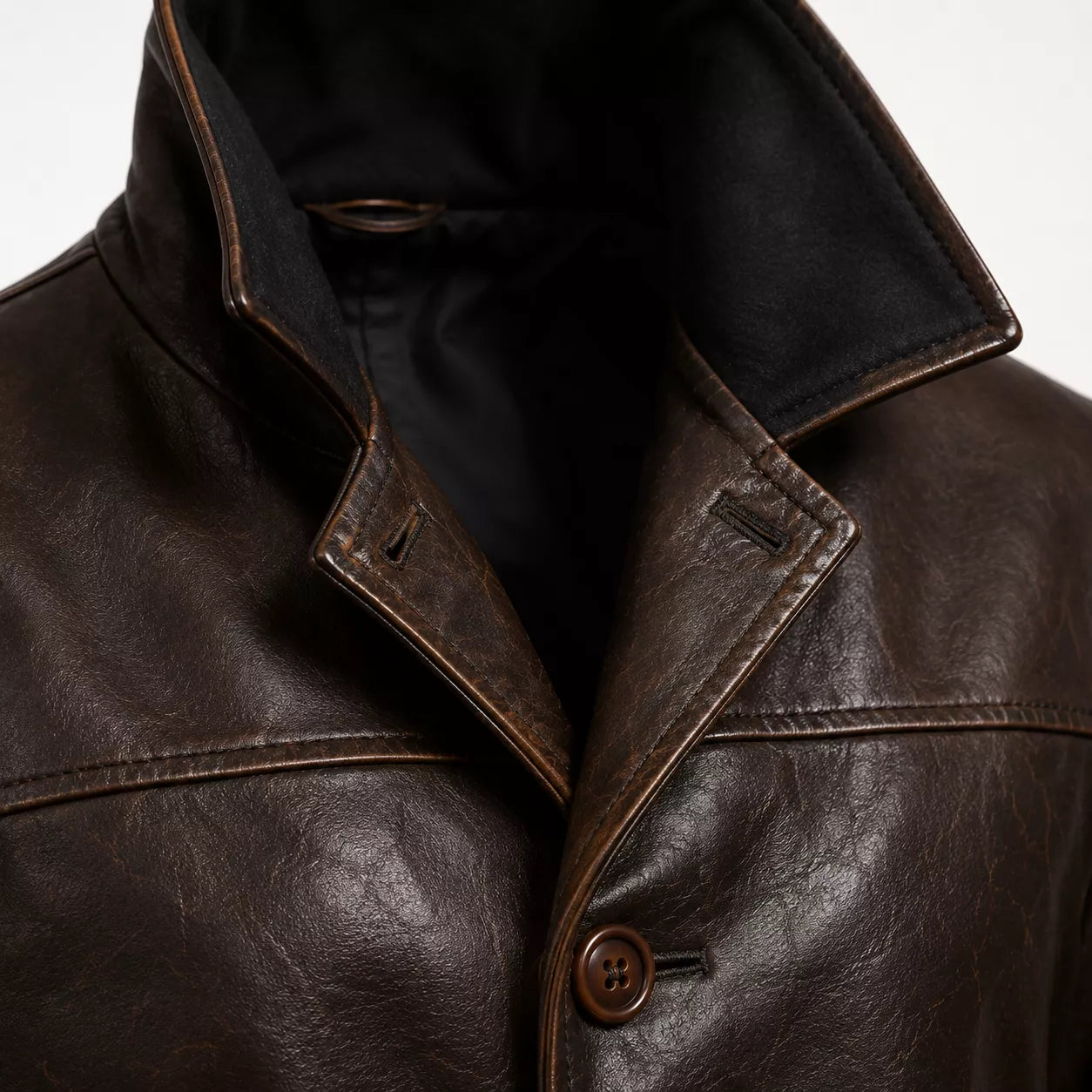Men’s Dark Brown Leather Car Coat | Classic Long Jacket