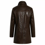 Men’s Dark Brown Leather Car Coat | Classic Long Jacket