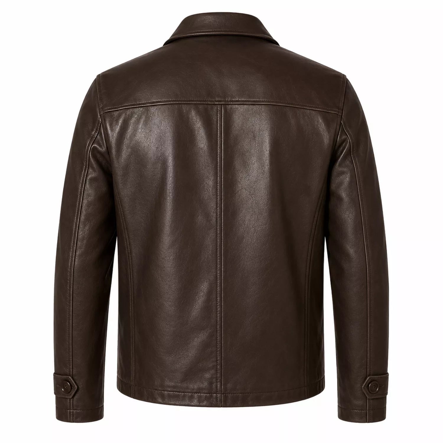 Men’s Dark Brown Leather Jacket | Classic Zip Style