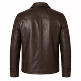 Men’s Dark Brown Leather Jacket | Classic Zip Style