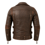 Men’s Distressed Brown Vintage Biker Leather Jacket | Asymmetric Moto Jacket