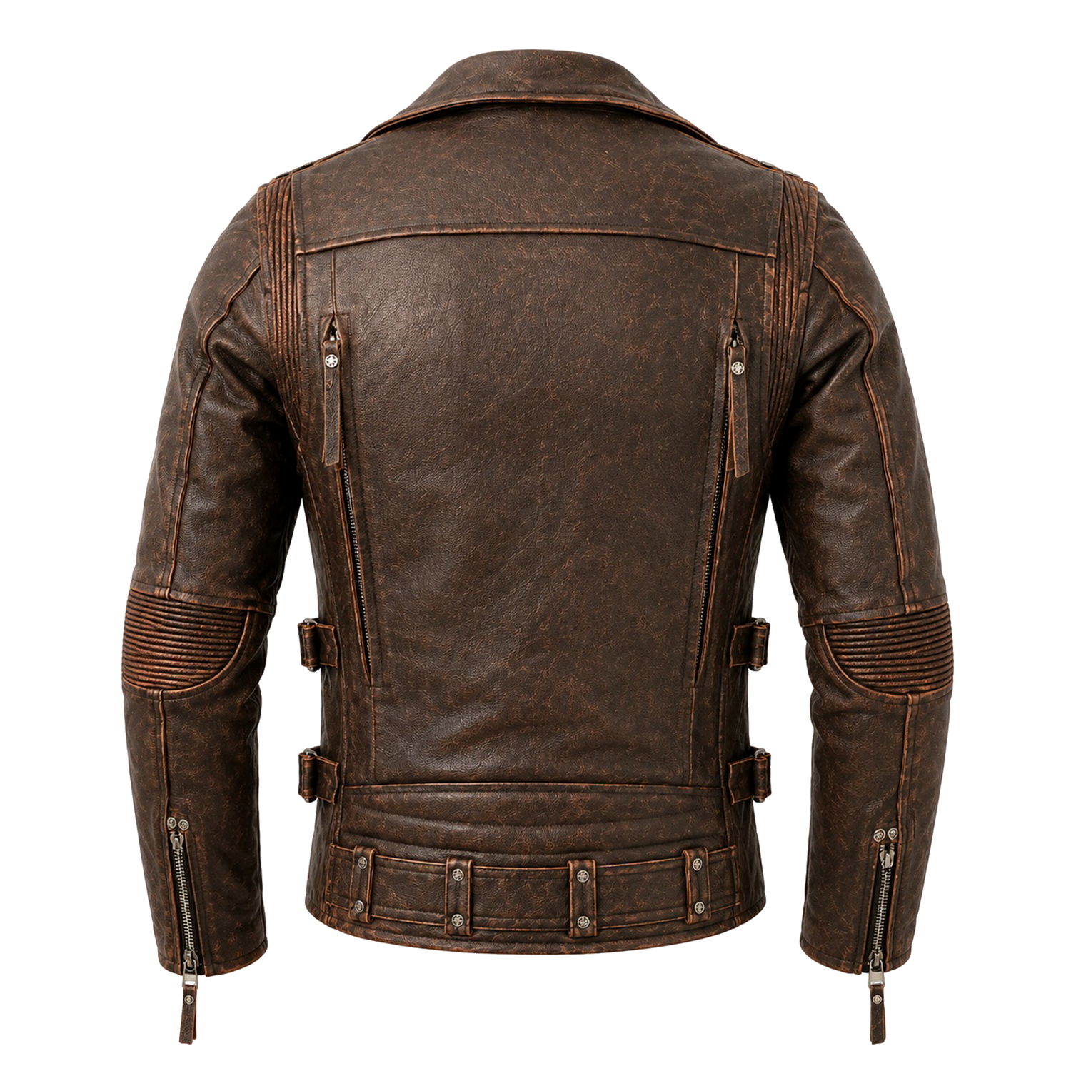 Men’s Distressed Brown Vintage Biker Leather Jacket | Asymmetric Moto Jacket