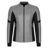 Men’s Grey Black Leather Moto Jacket | Zip-Up Biker Style Jacket