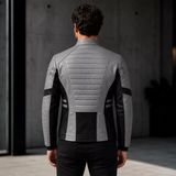 Men’s Grey Black Leather Moto Jacket | Zip-Up Biker Style Jacket