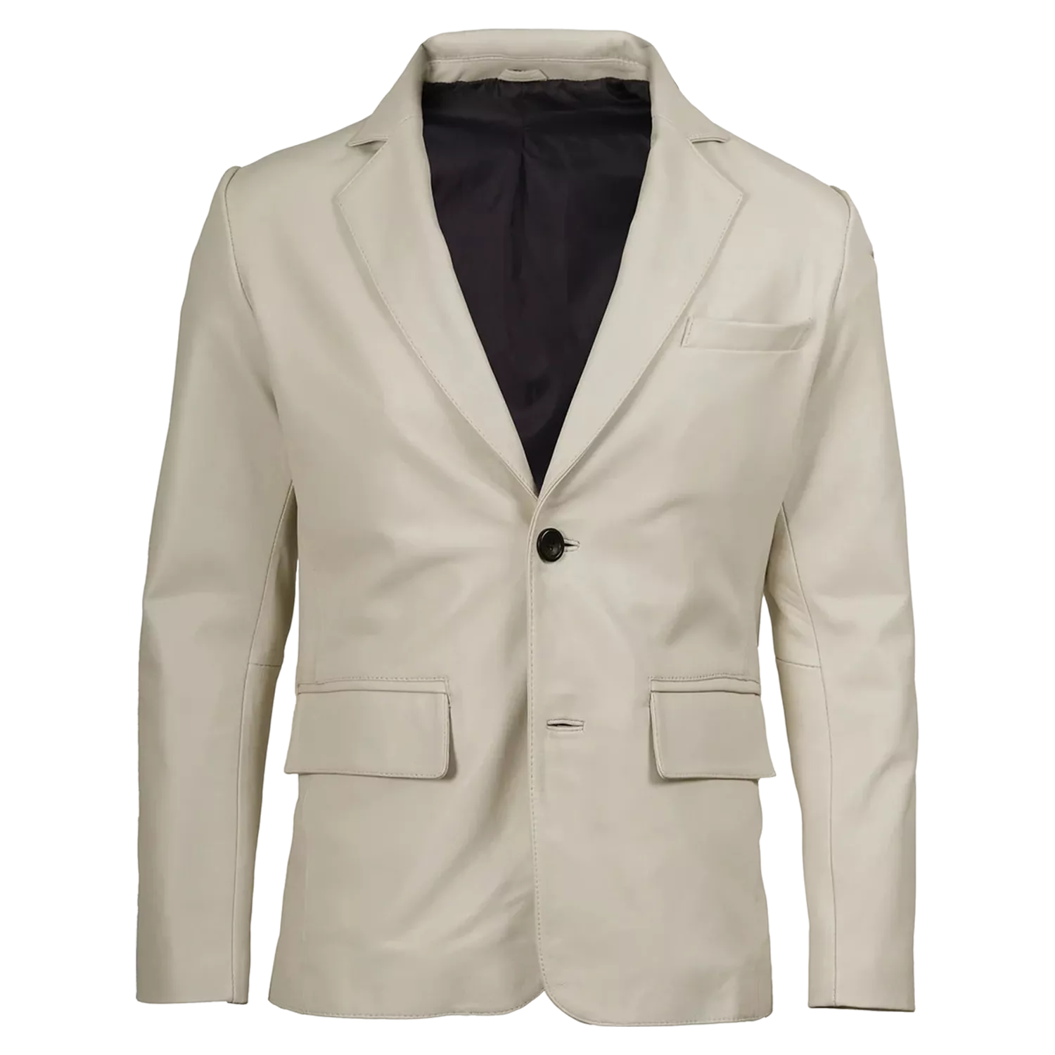 Men’s Ivory Leather Blazer | Cream Tailored Button Front Sport Coat