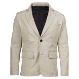 Men’s Ivory Leather Blazer | Cream Tailored Button Front Sport Coat