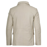 Men’s Ivory Leather Blazer | Cream Tailored Button Front Sport Coat