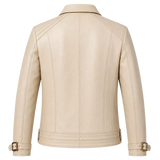Men’s Ivory Leather Moto Jacket | Cream Zip-Up Biker Jacket