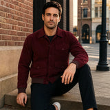 Men’s Maroon Corduroy Bomber Jacket | 70s Horror Movie Inspired Vintage Coat