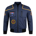 Men’s Navy Space Mission Patch Bomber Jacket | Zip-Up Flight Jacket