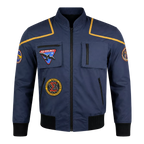 Men’s Navy Space Mission Patch Bomber Jacket | Zip-Up Flight Jacket