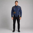 Men’s Navy Space Mission Patch Bomber Jacket | Zip-Up Flight Jacket