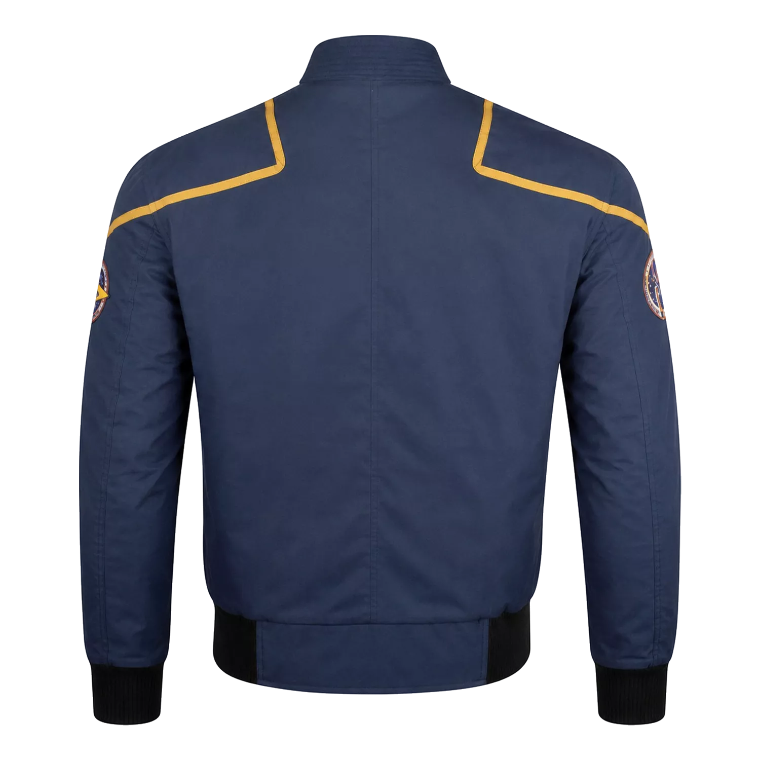 Men’s Navy Space Mission Patch Bomber Jacket | Zip-Up Flight Jacket