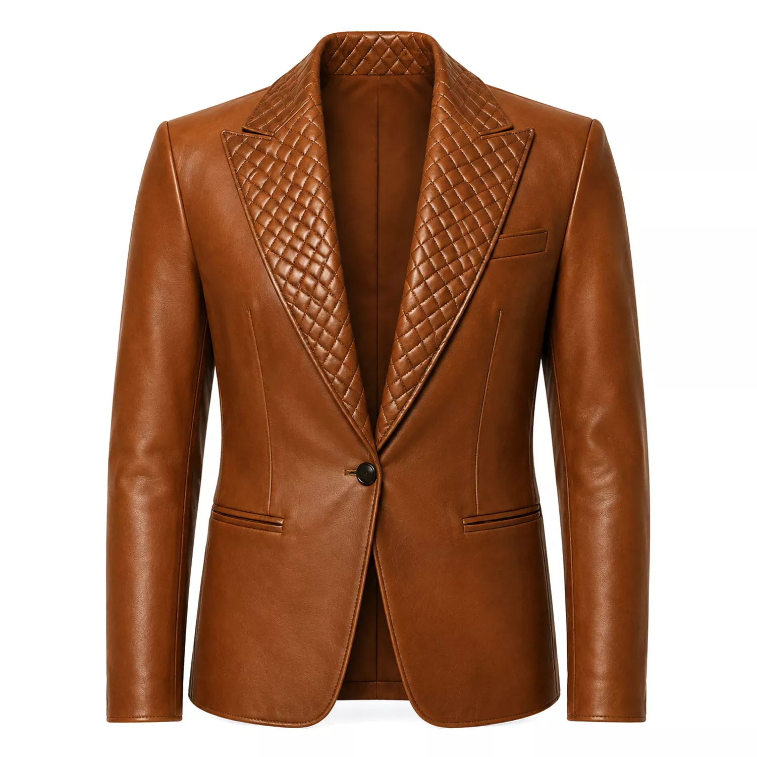Men’s Quilted Lapel Leather Blazer | Luxury Tailored Dinner Jacket