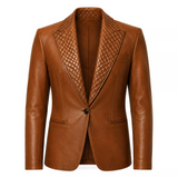 Men’s Quilted Lapel Leather Blazer | Luxury Tailored Dinner Jacket