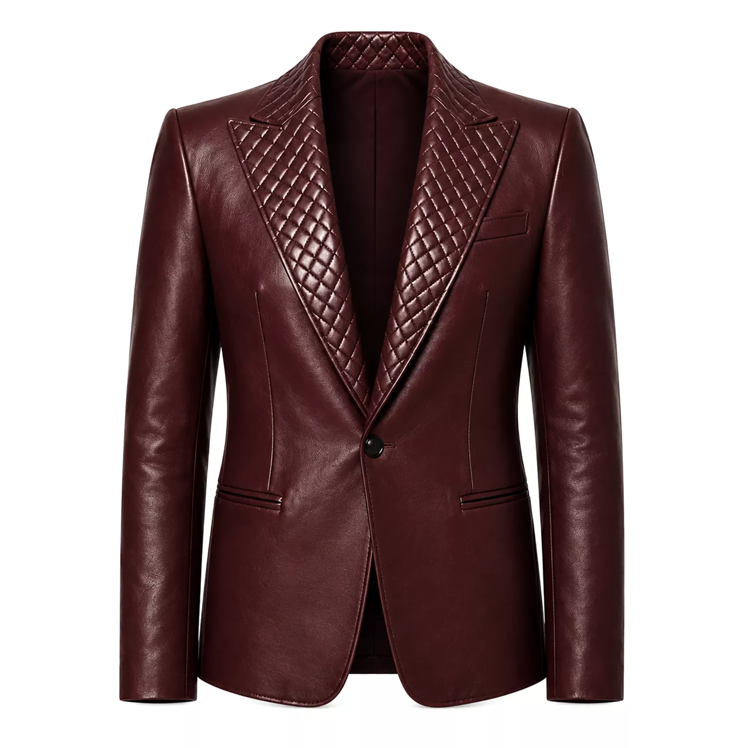 Men’s Quilted Lapel Leather Blazer | Luxury Tailored Dinner Jacket