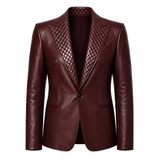Men’s Quilted Lapel Leather Blazer | Luxury Tailored Dinner Jacket