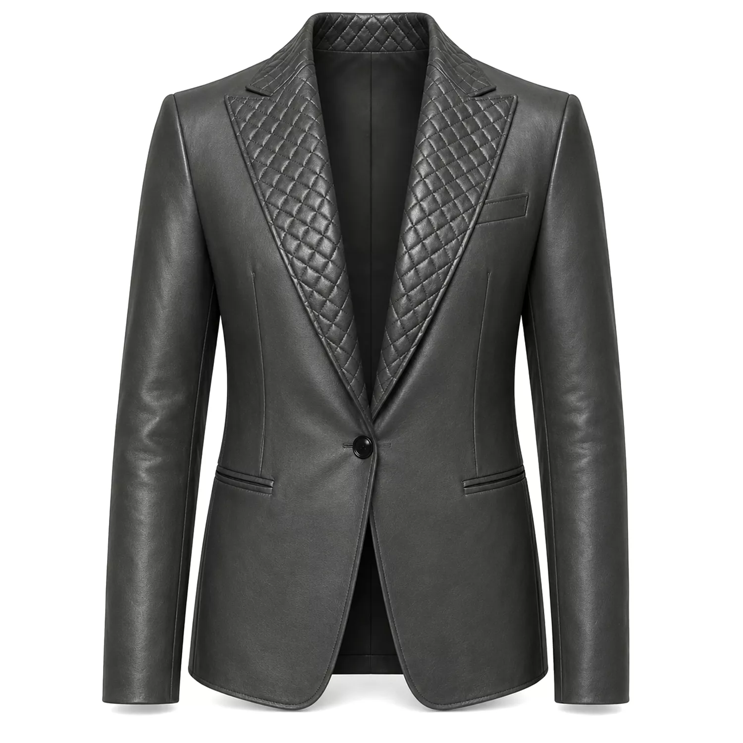 Men’s Quilted Lapel Leather Blazer | Luxury Tailored Dinner Jacket