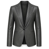 Men’s Quilted Lapel Leather Blazer | Luxury Tailored Dinner Jacket