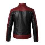Men’s Red Black Spider Emblem Leather Jacket | Biker Style Moto Jacket