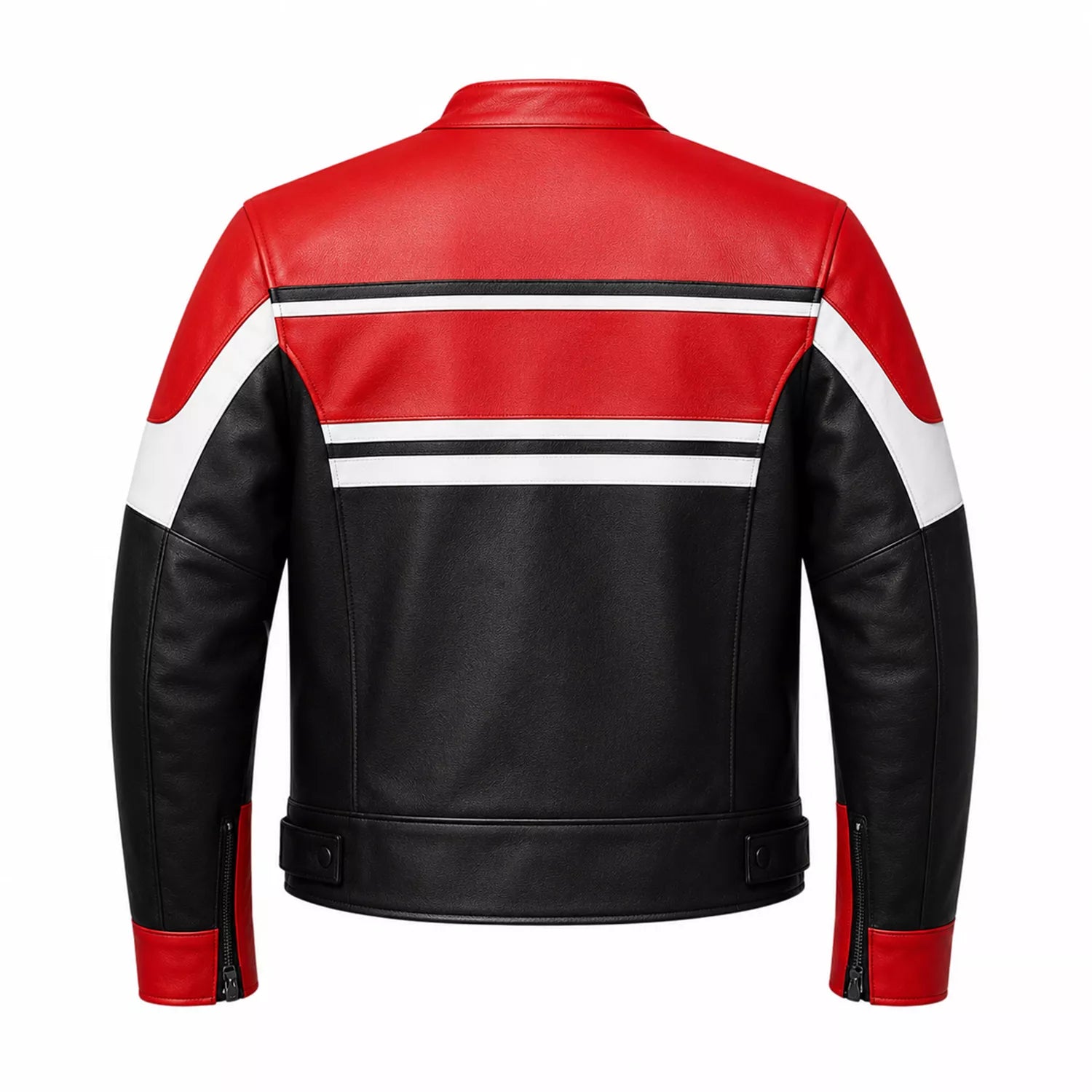 Men’s Red Black White Leather Biker Jacket | Moto Style