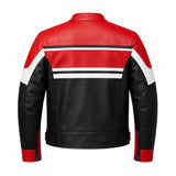 Men’s Red Black White Leather Biker Jacket | Moto Style