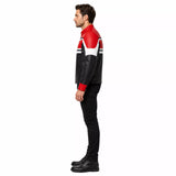 Men’s Red Black White Leather Biker Jacket | Moto Style