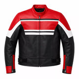 Men’s Red Black White Leather Biker Jacket | Moto Style