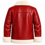 Men's Red Leather Shearling Trucker Jacket