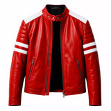 Men’s Red Leather Racing Jacket | Vintage 90s Inspired Motorcycle Biker Jacket