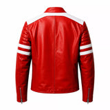 Men’s Red Leather Racing Jacket | Vintage 90s Inspired Motorcycle Biker Jacket