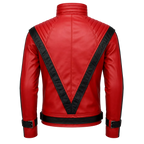Men’s Red and Black Retro Leather Jacket  Fashion Biker Style Outerwear