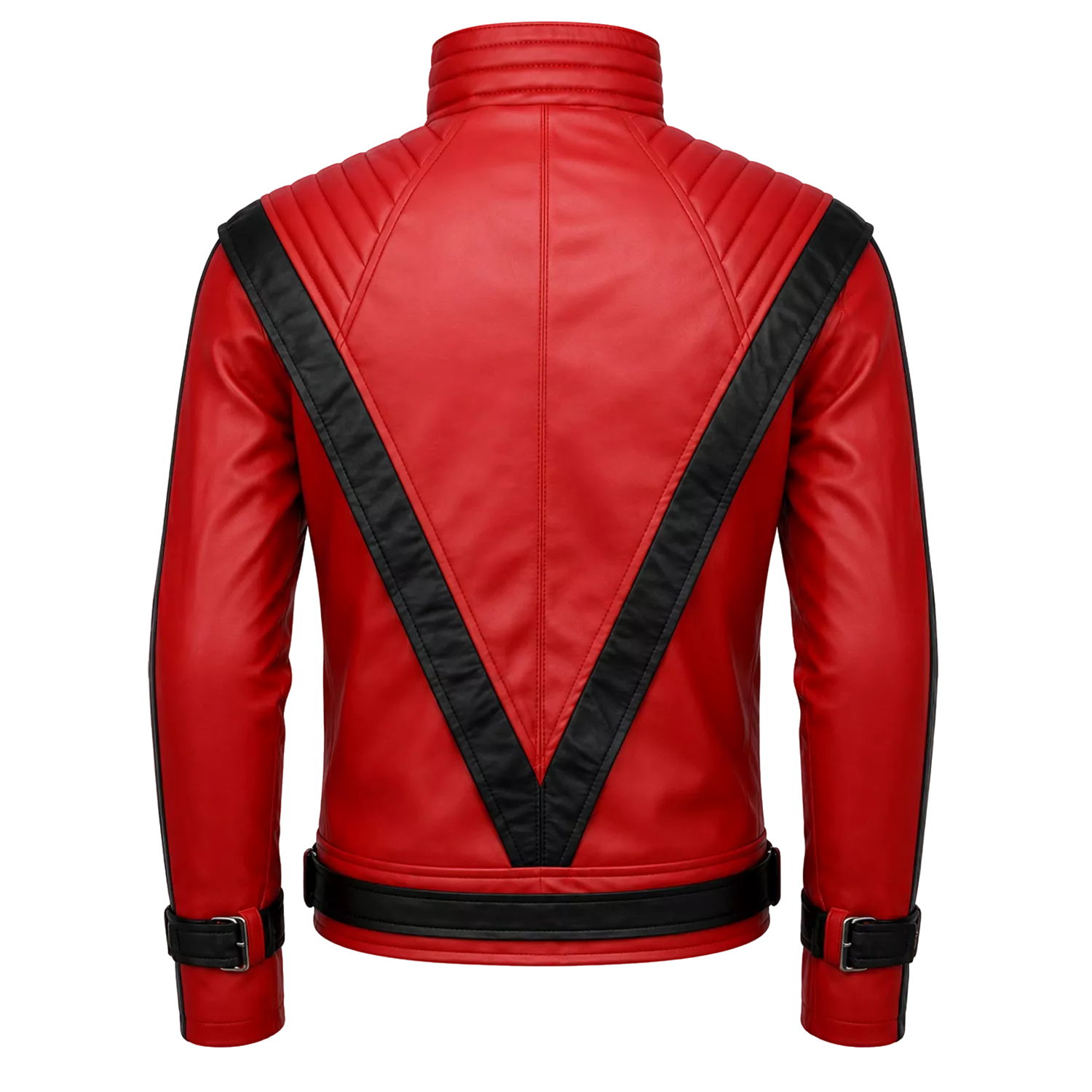 Men’s Red and Black Retro Leather Jacket  Fashion Biker Style Outerwear