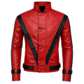 Men’s Red and Black Retro Leather Jacket  Fashion Biker Style Outerwear