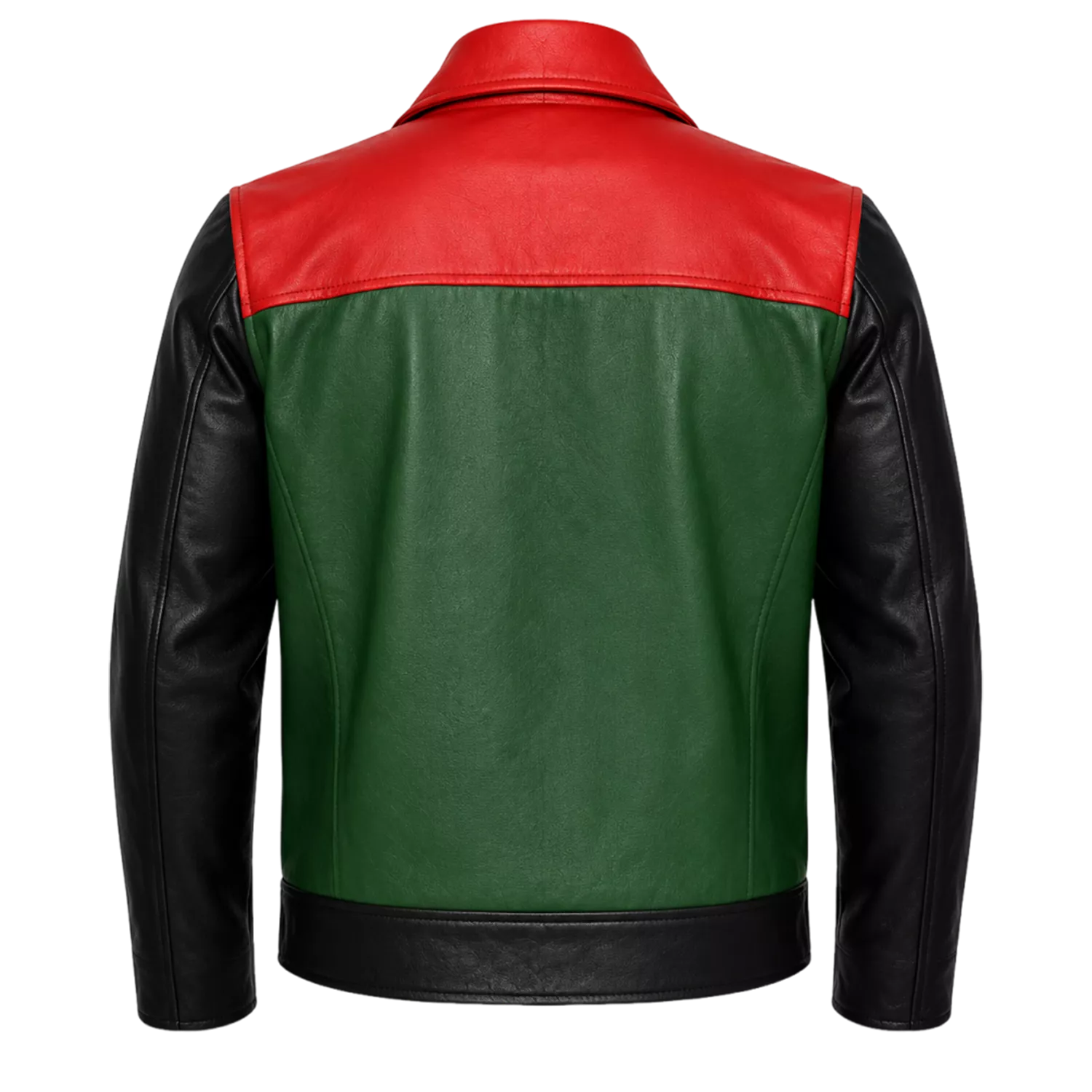 Men’s Retro Colorblock Leather Jacket | Zip Front Racer Style