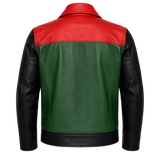 Men’s Retro Colorblock Leather Jacket | Zip Front Racer Style