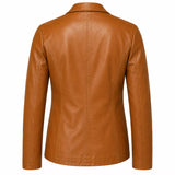 Men's Tan Brown Leather Blazer | Classic Notch Lapel Blazer