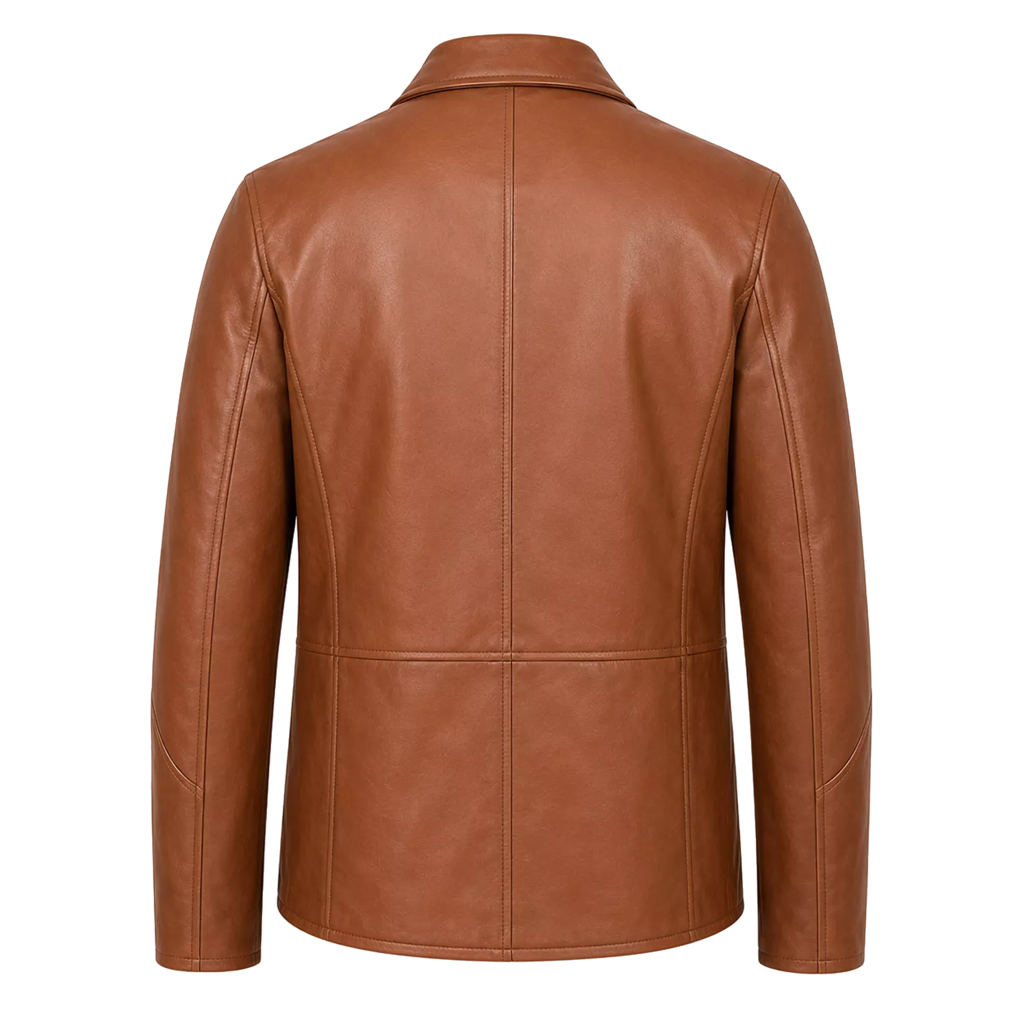 Men’s Tan Brown Leather Safari Blazer Jacket | Button-Up Utility Coat