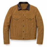 Men’s Tan Suede Trucker Jacket | Vintage Western Style Leather Utility Jacket